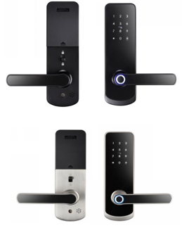 Tuya WiFi BLE Smart Door Lock IP65, Fingerprint, Proximity Card, Remote App Control, Single Latch 5050/6050, Aluminum Alloy, Black/White